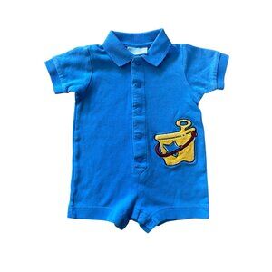 Vintage Baby Curfew baby boy collared short romper - size 0/3 months